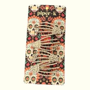 3 for $15 SALE Piper K Rhinestone Halloween Skeleton Hand Hair Clips 4 Pc Set